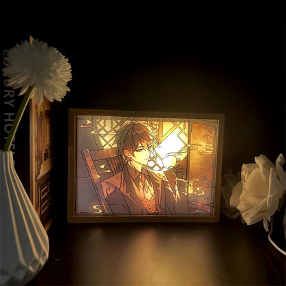 Naruto Usb Night Light Anime Light Painting Bedroom Decoration Manga Paper Carving Lamp Desktop Decoration Sasuke Photo Frame