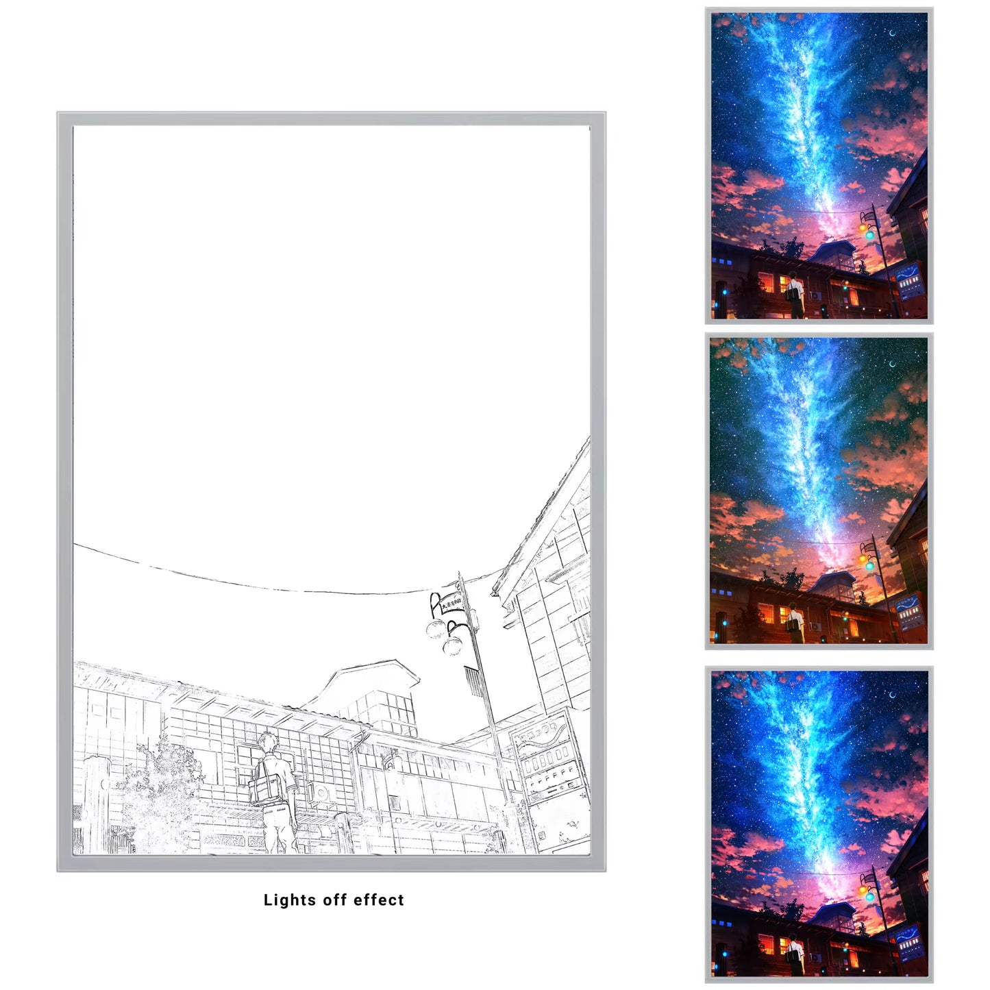 HD Anime Meteor Painting Atmosphere Lights Simple Photo Frame USB Plug Dimming Led Night Light Home Decoration Mood Light Gift