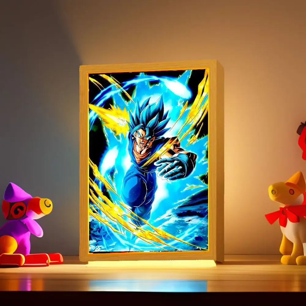 Anime Dragon Ball Z Light Painting Photo Frame Dragon Ball Figures Goku Action Figure Led Night Light Room Decor Gifts Moon Lamp