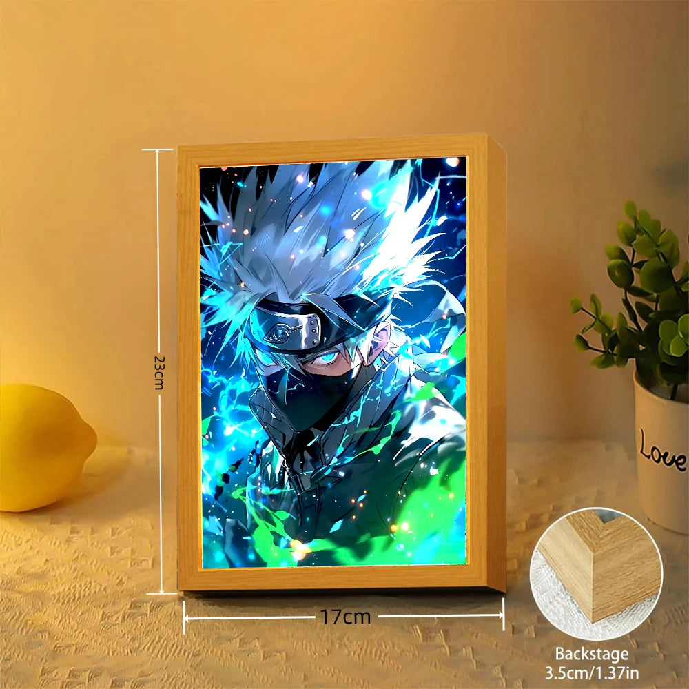 Light Painting Photo Frame Naruto Action Figure Sasuke Gaara Led Night Light Anime Figure Bedroom Decor Christmas Gift Moon Lamp