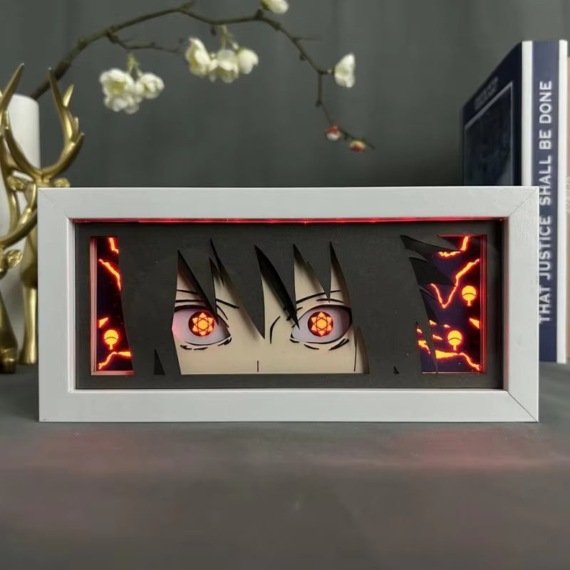 Naruto Akatsuki Anime 3D Photo Frame Light Manga Night Light Laser Carving Paper Lamp Light Box Table Lamp Room Decoration Gift