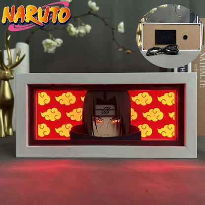 Naruto Akatsuki Anime 3D Photo Frame Light Manga Night Light Laser Carving Paper Lamp Light Box Table Lamp Room Decoration Gift