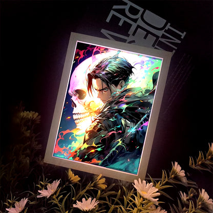 Attack on Titan Anime Figure Light Painting Photo Frame Levi Mikasa Action Collection Led Night Light Christmas 2024 Kids Gifts