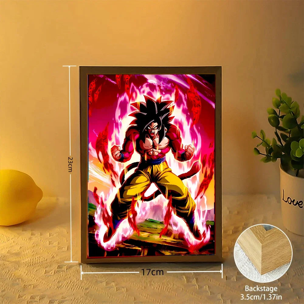 Anime Dragon Ball Z Light Painting Photo Frame Dragon Ball Figures Goku Action Figure Led Night Light Room Decor Gifts Moon Lamp