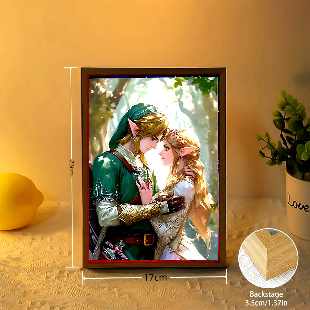 Legend of Zelda Light Painting Photo Frame Princess Zelda Action Figure Led Night Light Anime Figures Collection Room Decor Gift