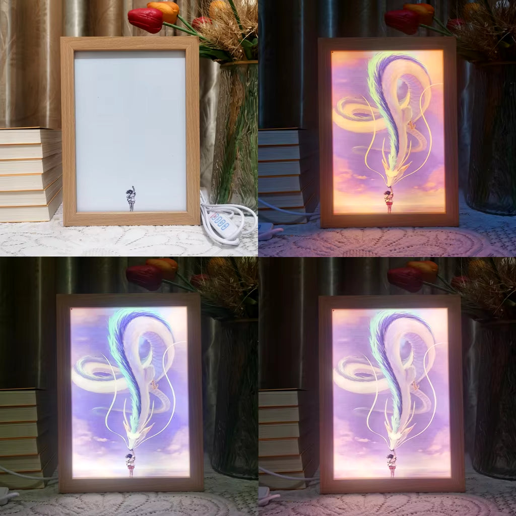 Anime Led Photo Frame Lamp Genshin Impact Ningguang Xiao Art Painting Design Night Light Attack Titan Home Decor Kid Room Gift