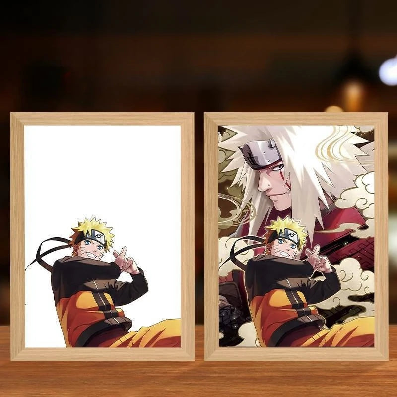 Naruto Action Figures Light Painting Photo Frame Sasuke Naruto Anime Light Box Room Decoration Anime Poster LED Drawing Lamp