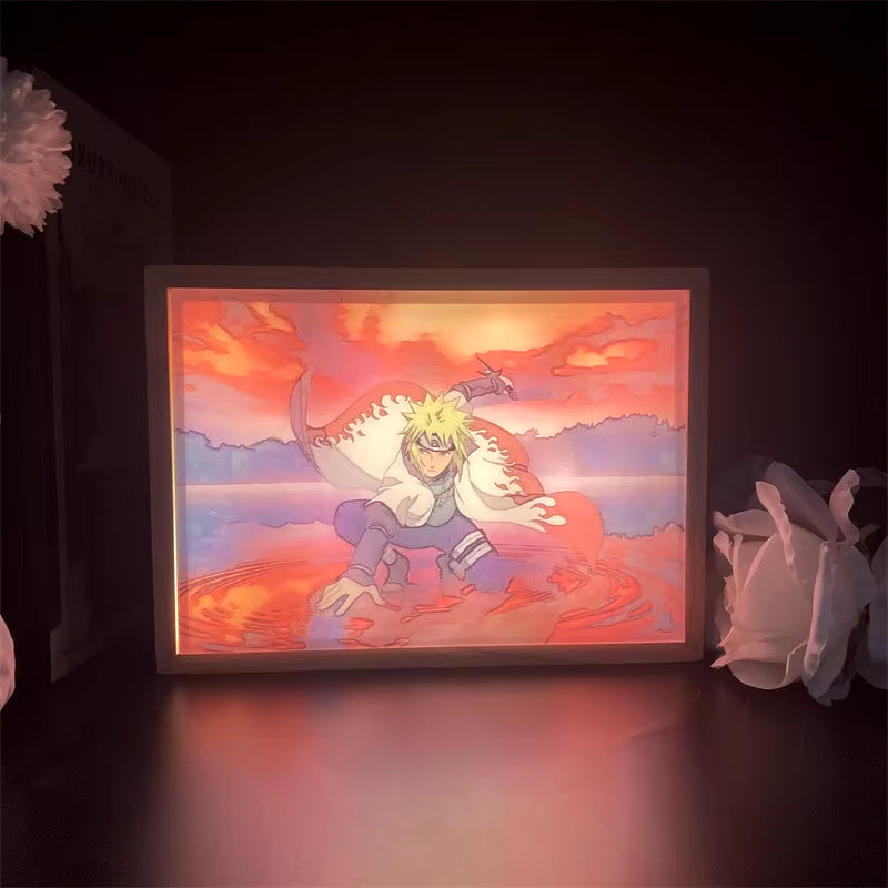 Naruto Usb Night Light Anime Light Painting Bedroom Decoration Manga Paper Carving Lamp Desktop Decoration Sasuke Photo Frame