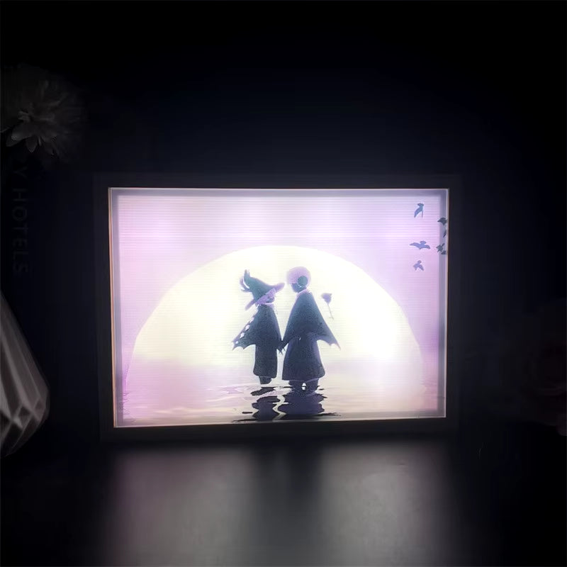 Naruto Usb Night Light Anime Light Painting Bedroom Decoration Manga Paper Carving Lamp Desktop Decoration Sasuke Photo Frame