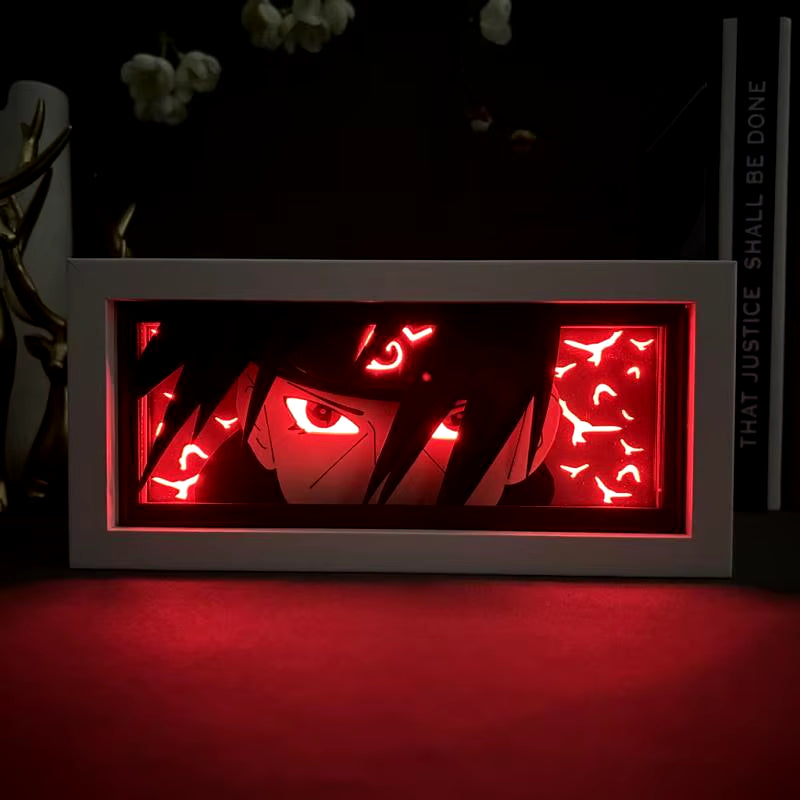 Naruto Akatsuki Anime 3D Photo Frame Light Manga Night Light Laser Carving Paper Lamp Light Box Table Lamp Room Decoration Gift