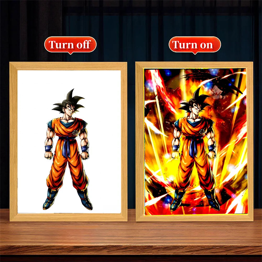 Anime Dragon Ball Z Light Painting Photo Frame Dragon Ball Figures Goku Action Figure Led Night Light Room Decor Gifts Moon Lamp