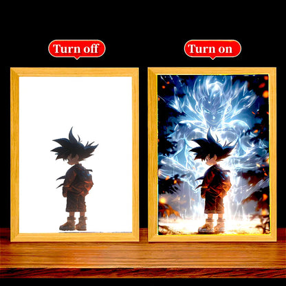 Anime Dragon Ball Z Light Painting Photo Frame Dragon Ball Figures Goku Action Figure Led Night Light Room Decor Gifts Moon Lamp