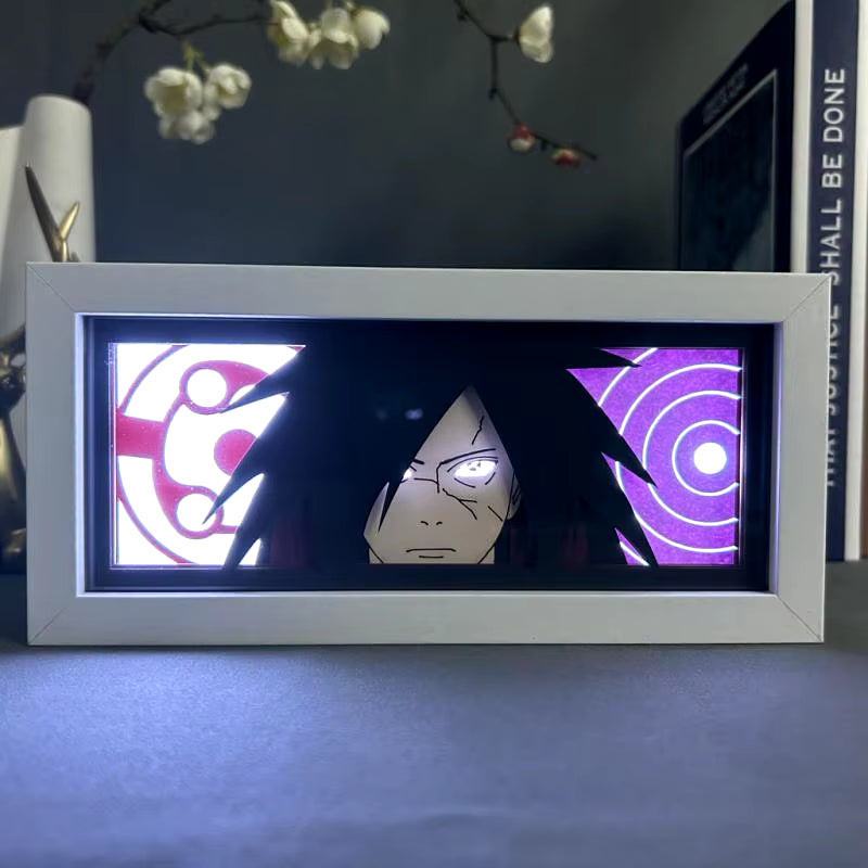 Naruto Akatsuki Anime 3D Photo Frame Light Manga Night Light Laser Carving Paper Lamp Light Box Table Lamp Room Decoration Gift