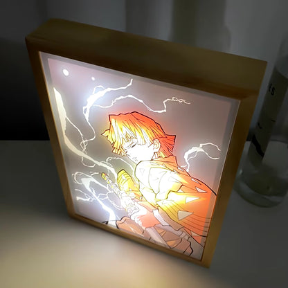 New Anime Photo Frame Kimetsu No Yaiba for Home Decoration Art Manga Design Table Desk Lamp Anime Light Frame Zenitsu Agatsuma