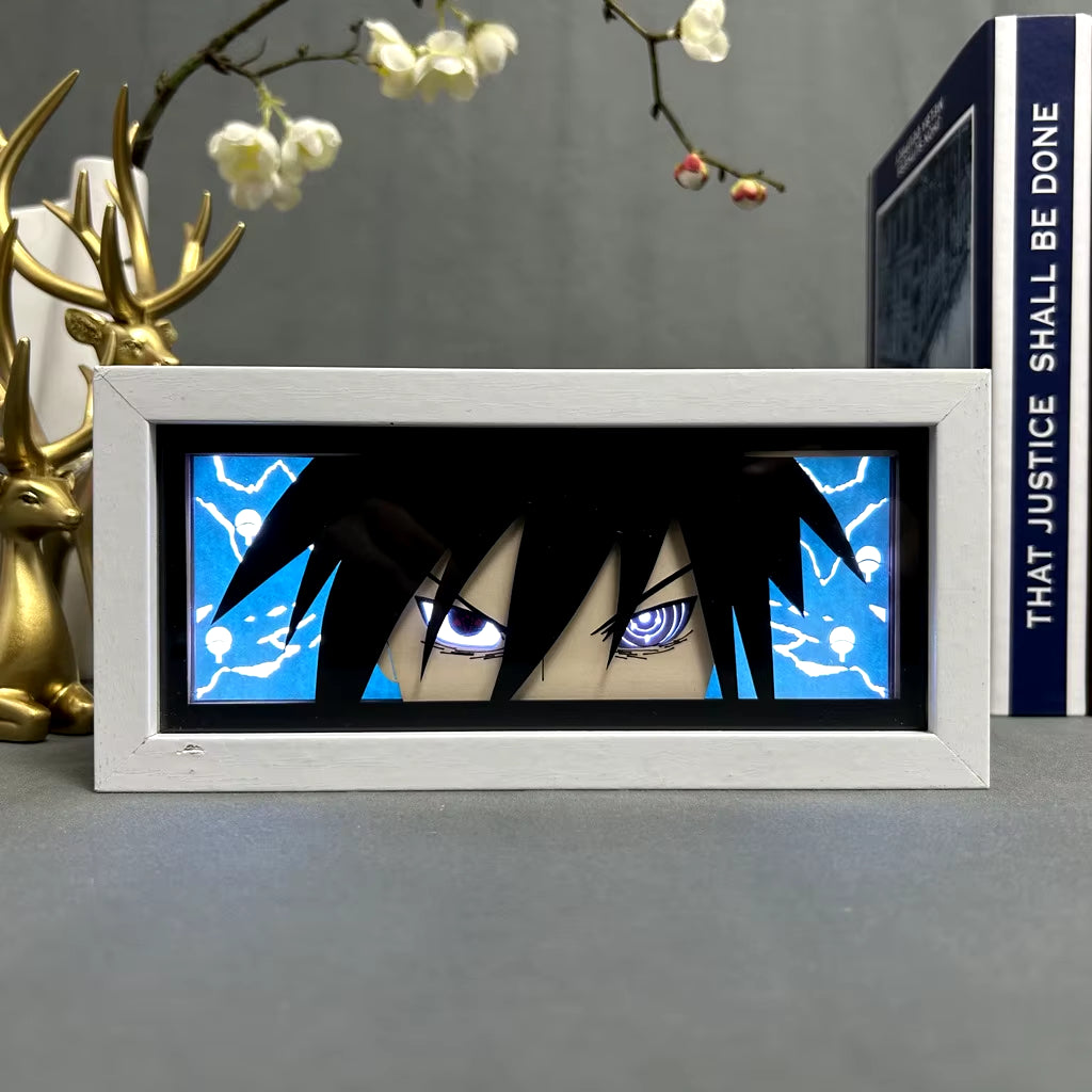 Naruto Usb Night Light Anime Light Painting Bedroom Decoration Manga Paper Carving Lamp Desktop Decoration Sasuke Photo Frame