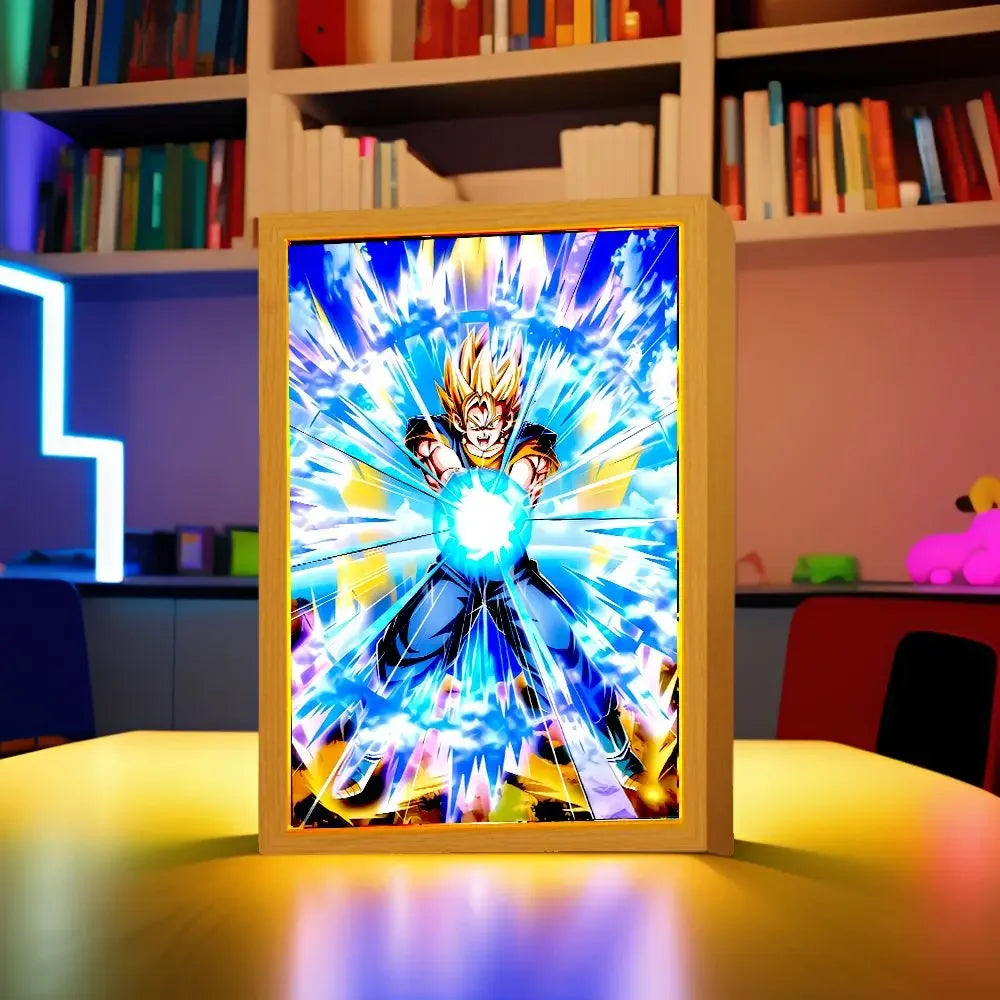 Anime Dragon Ball Z Light Painting Photo Frame Dragon Ball Figures Goku Action Figure Led Night Light Room Decor Gifts Moon Lamp